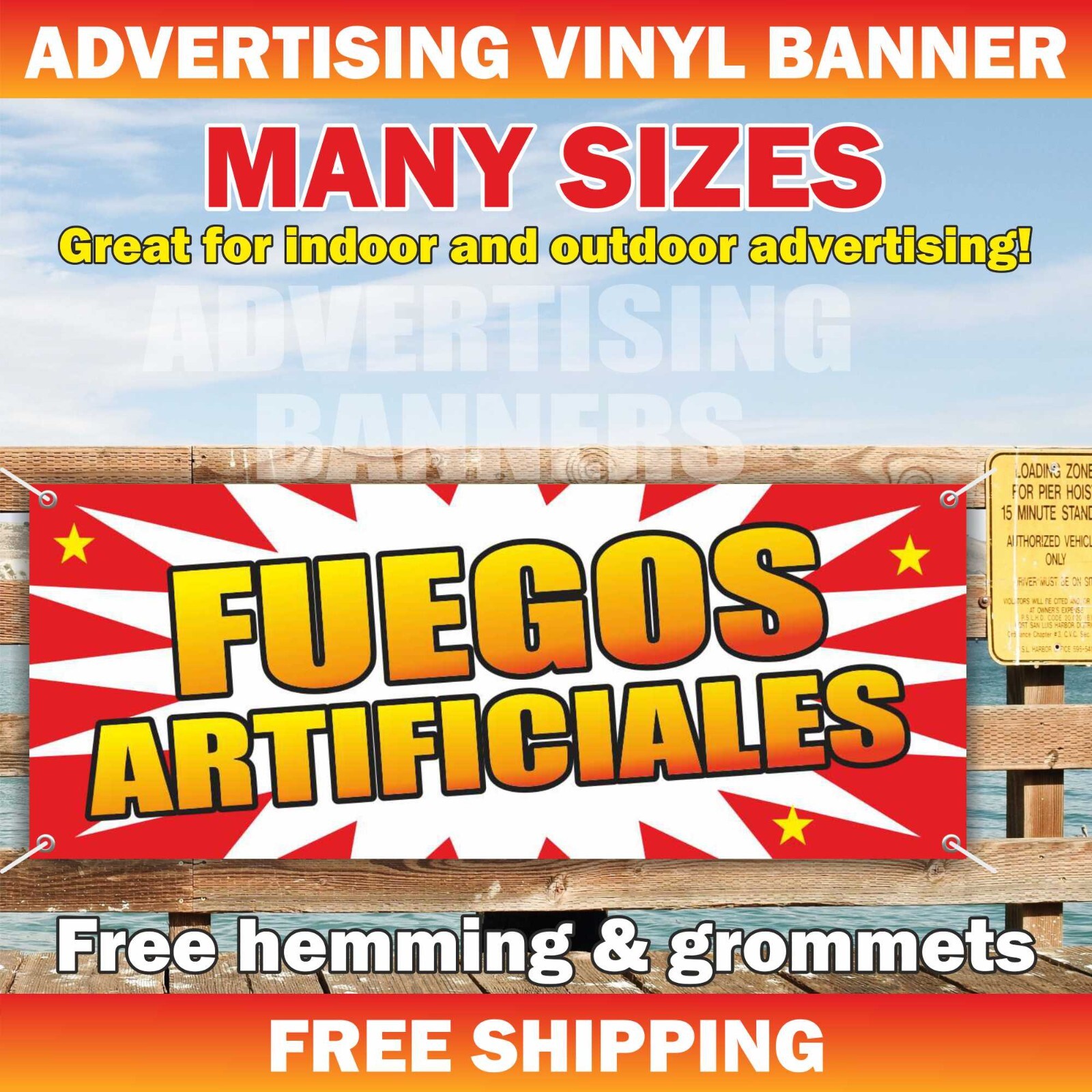 FUEGOS ARTIFICIALES Advertising Banner Vinyl Sign FIREWORKS Petardos Firecracker