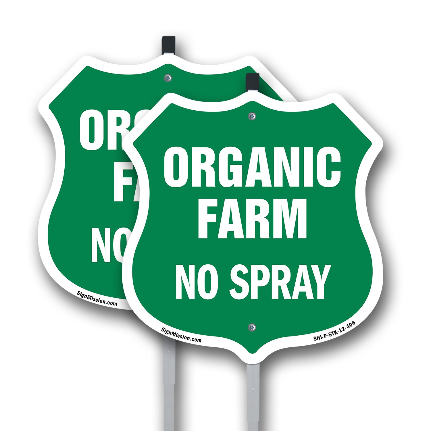 No Spray Shield Sign Organic Farm Shield Shaped Sign With Stake Weather proof