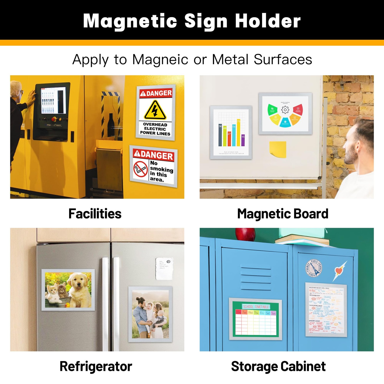 VAIIGO 5Packs Magnetic Frames for Refrigerator – 5Pack 8.5″x11″, Silver