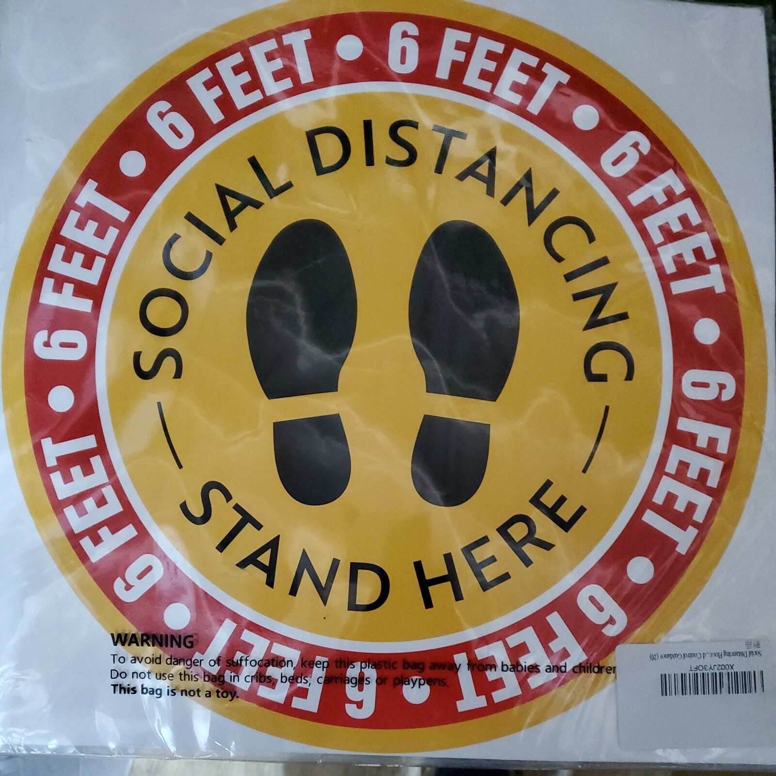 20 Pack Social Distancing Floor Decals (12”) 6 Feet Apart Floor Sticker