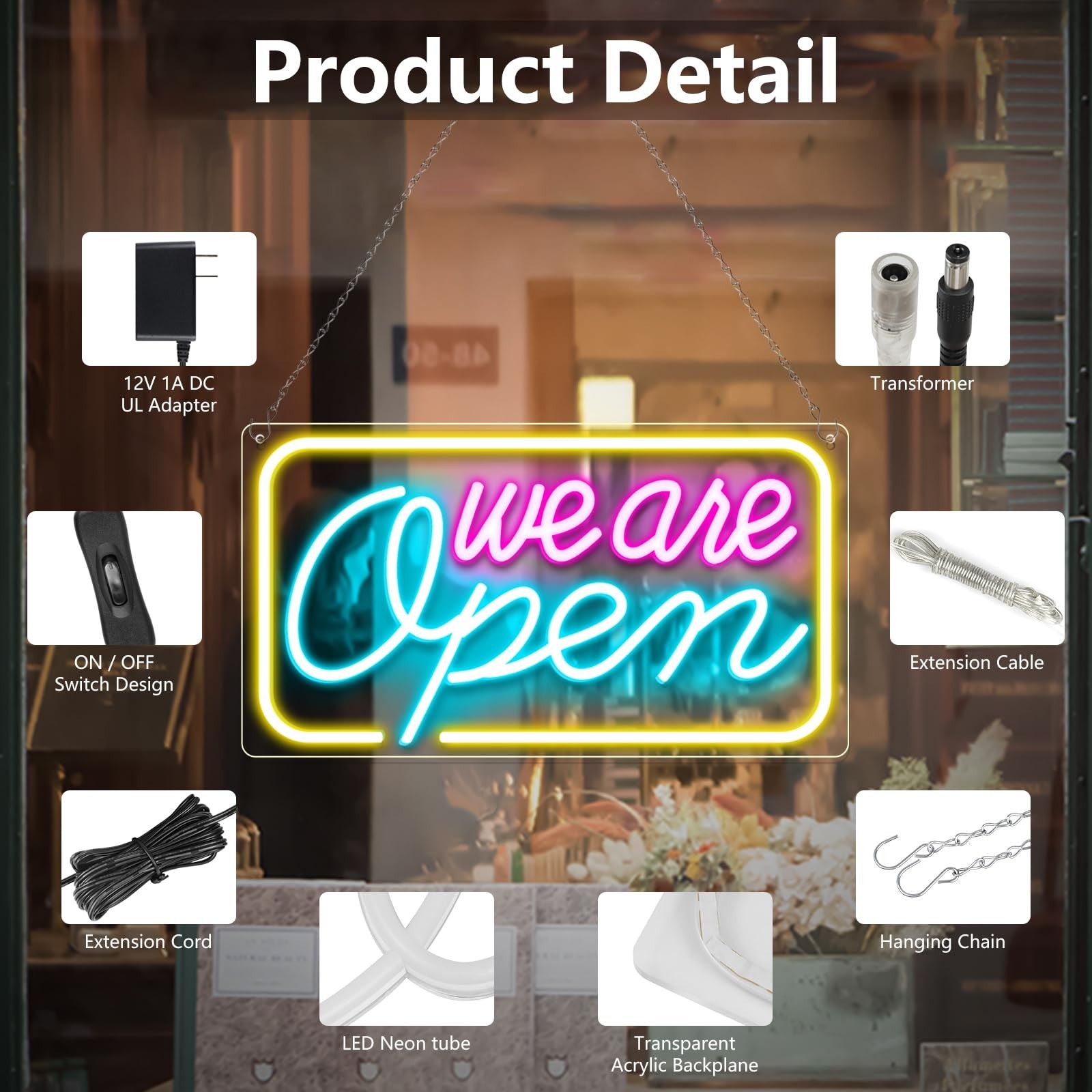 Neon We Are Open Signs for Business, 16.5”x 9” Open Sign LED, Super Bright …