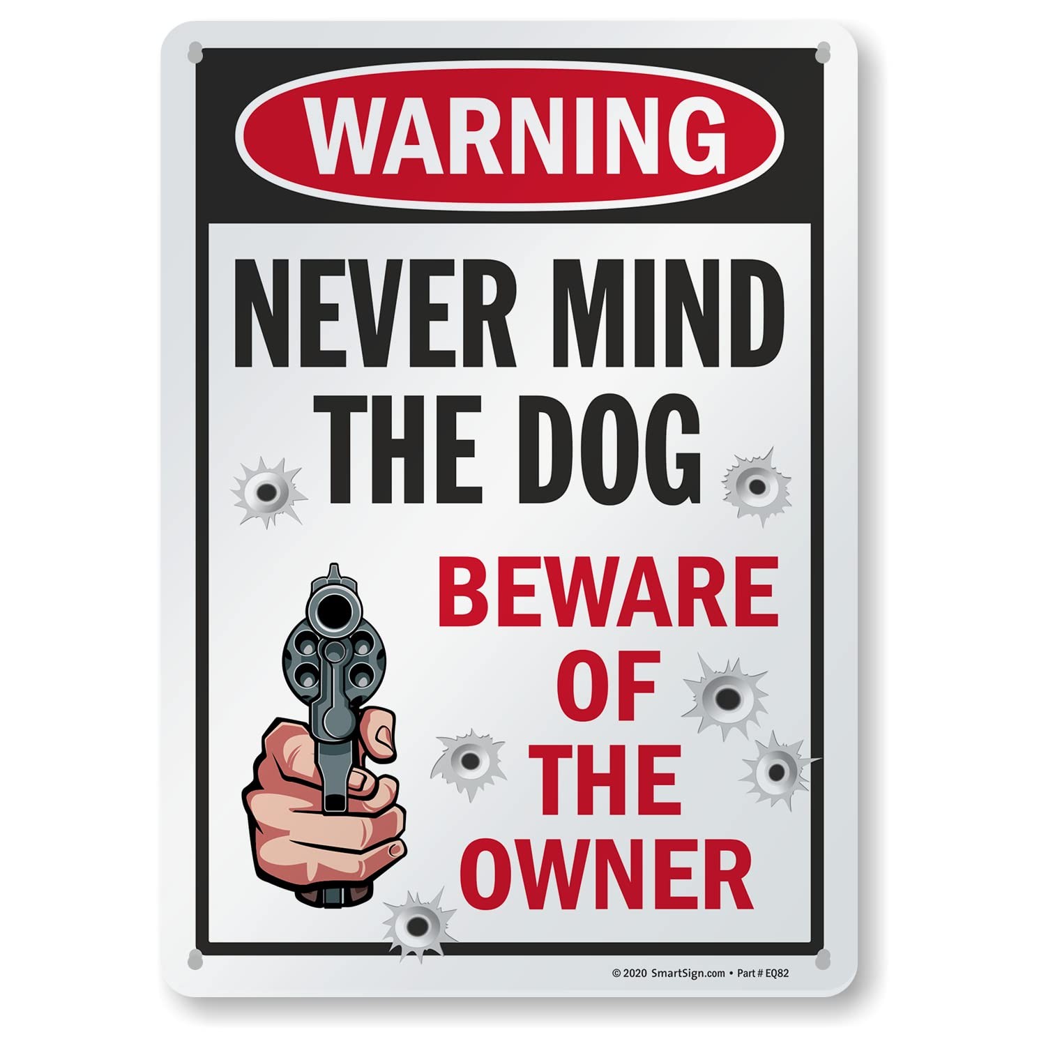 14 x 10 inch Funny “Never Mind The Dog – Beware Of The Owner” Metal Sign, 40 …
