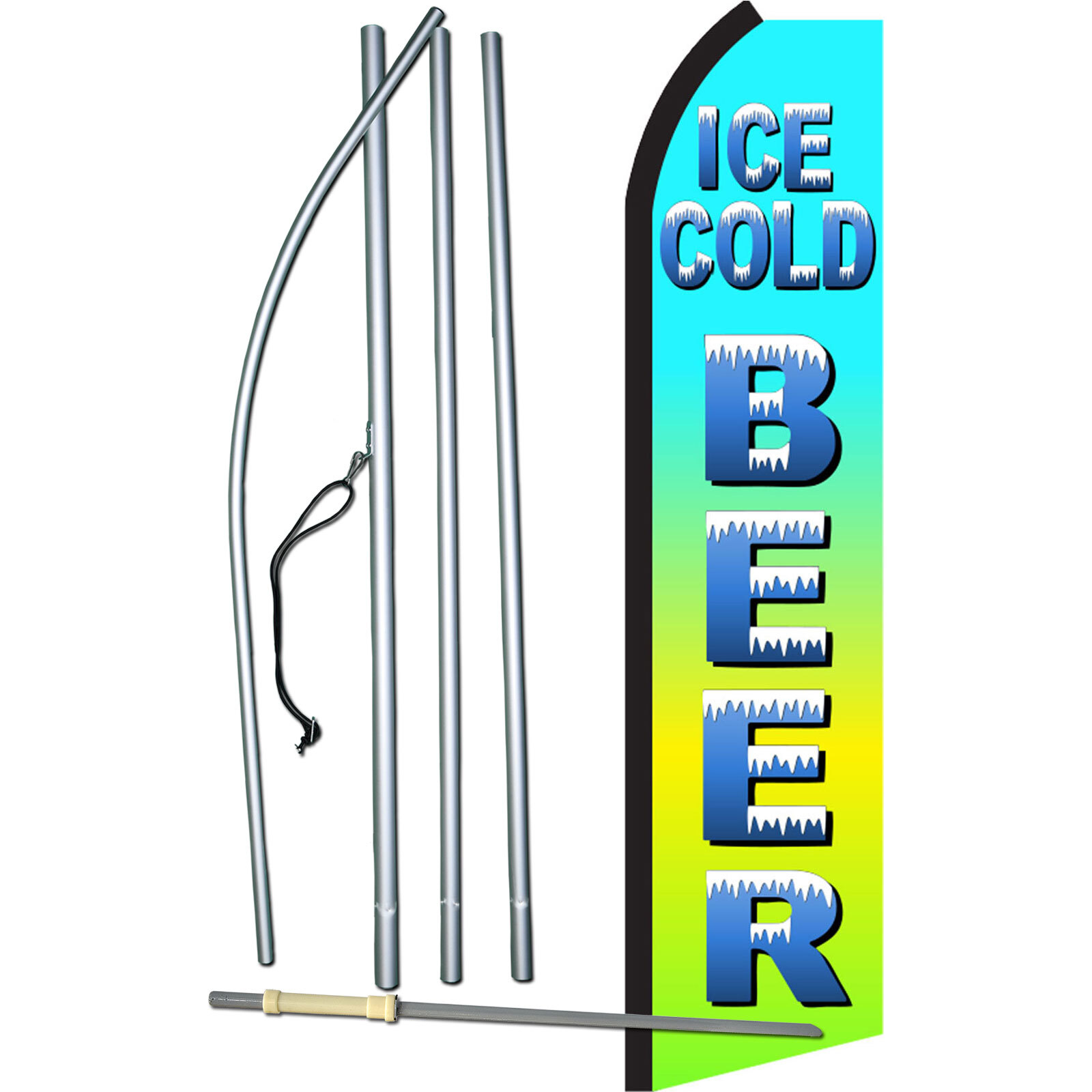 Ice Cold Beer Grn/Blu Complete Swooper Flag Bundle