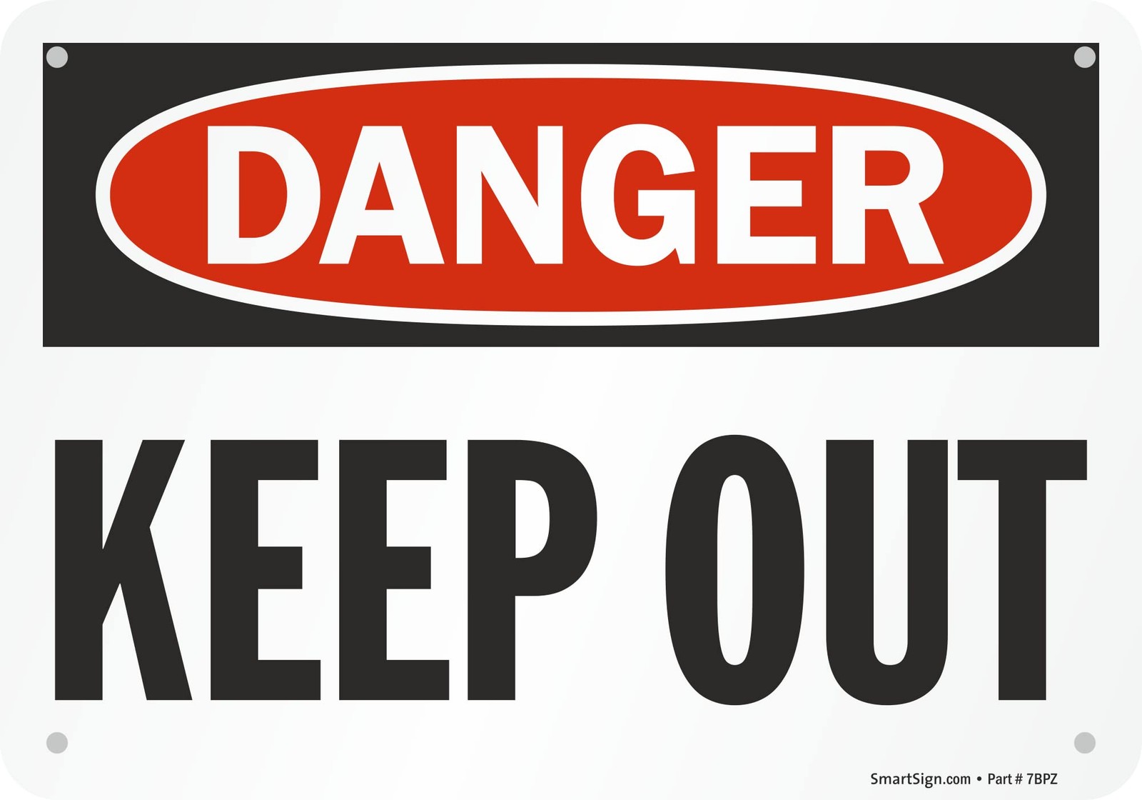 Danger Keep Out Sign, 7 x 10 Inch, Aluminum, Red, Black, White, Safety, Warning