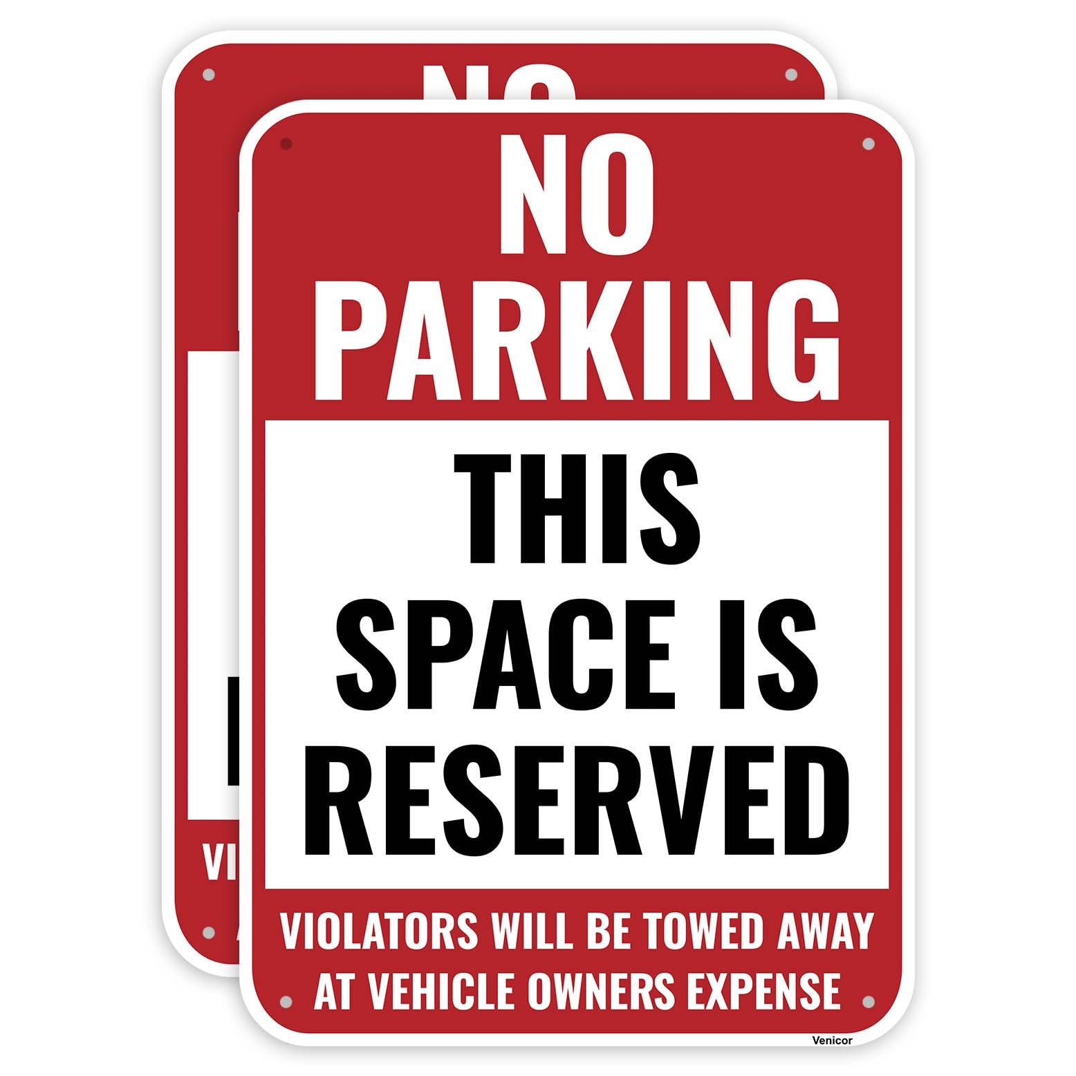 Reserved Parking Sign 2PC 14×10 Inches Aluminum Metal No Parking Private Parking