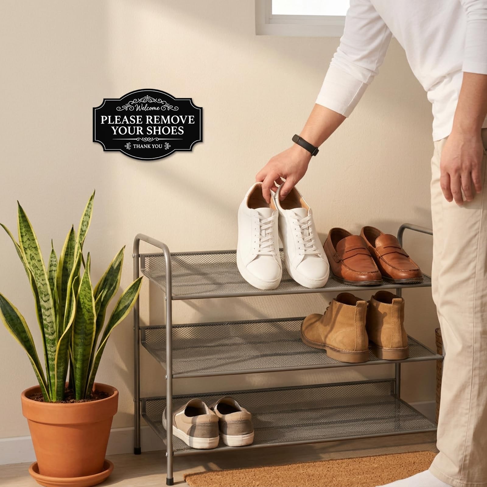 2PCS Take Your Shoes Off Sign Self-Adhesive Sticker