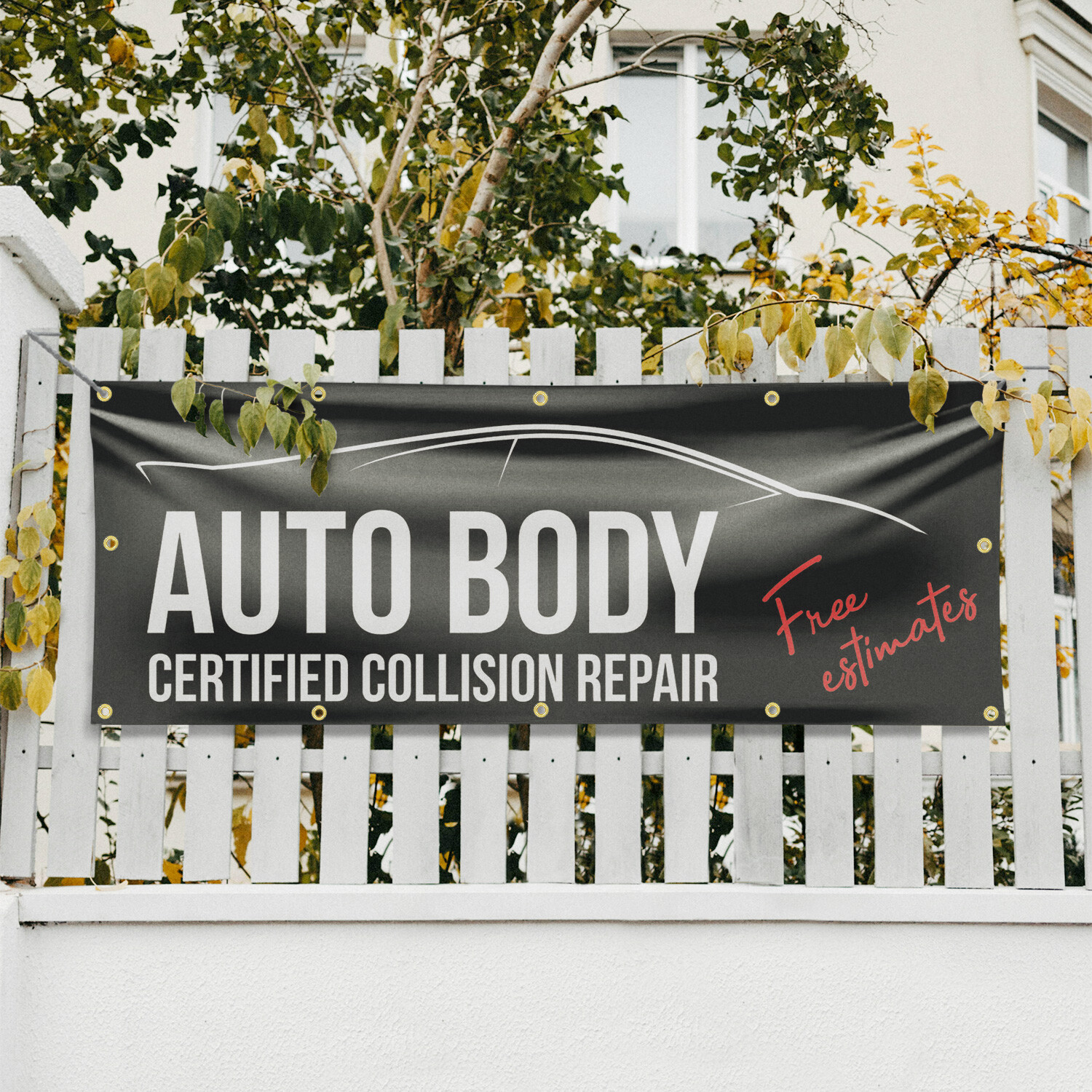 Auto Body Full Collision Repair Vinyl Banner Sign with Metal Grommets Heavy-Duty