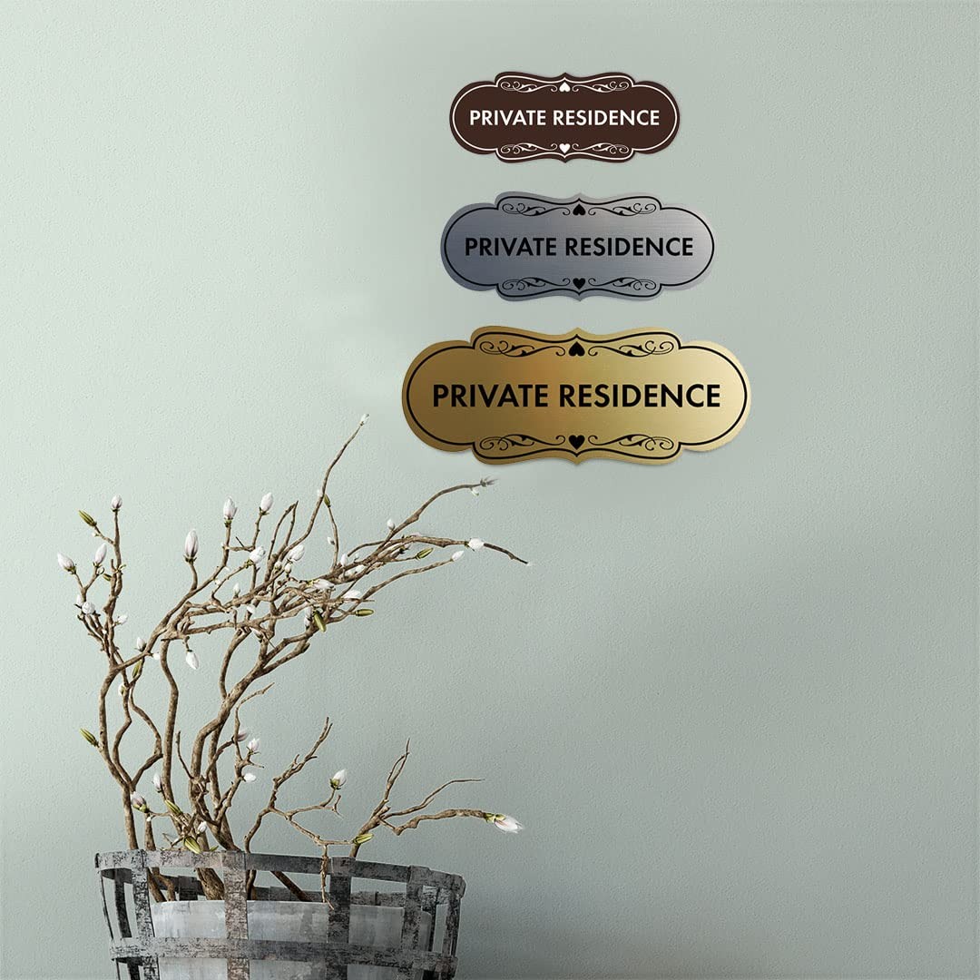 1 PCS Designer Private Residence Sign Black Gold Medium Home Security Plaque