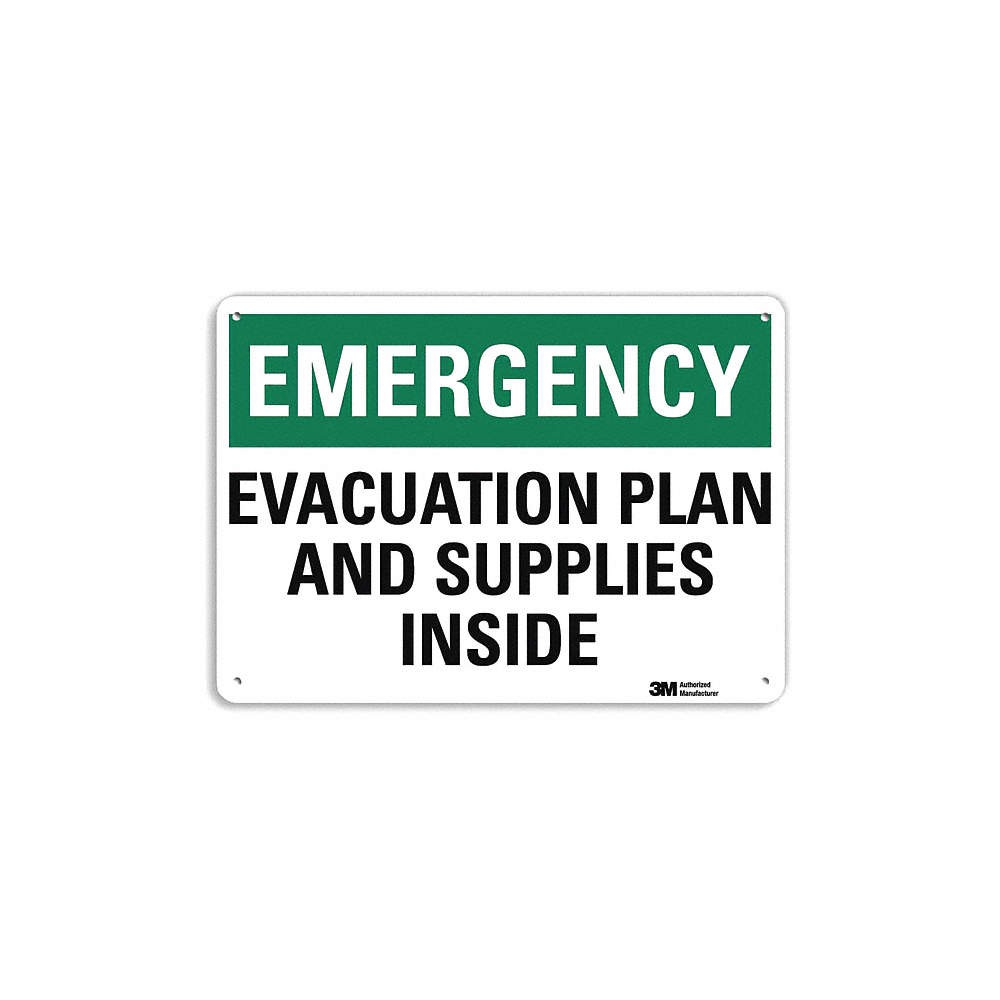 LYLE U7-1072-NA_10x7 Emergency Sign,7 in x 10 in,Aluminum 464G19