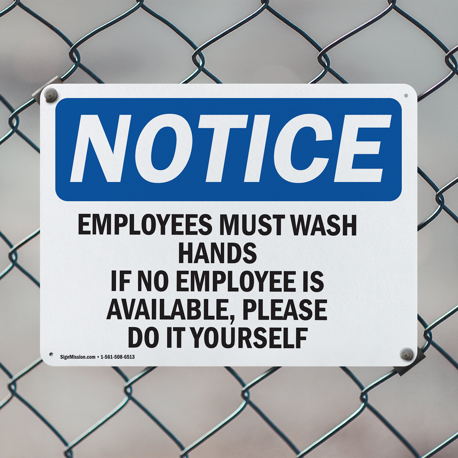 (2 Pack) Employees Must Wash Hands If No Employee OSHA Notice Sign Decal Metal
