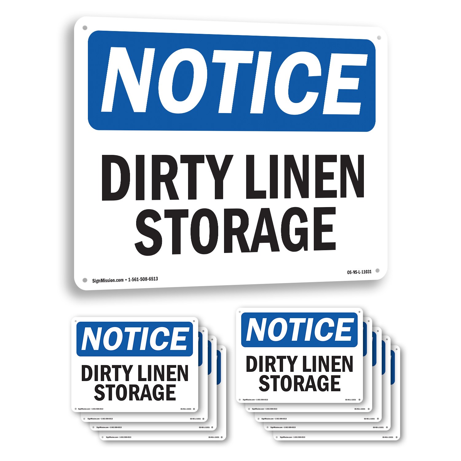 Dirty Linen Storage OSHA Notice Sign Metal, Plastic, Or Decal – 5 or 10 Pack