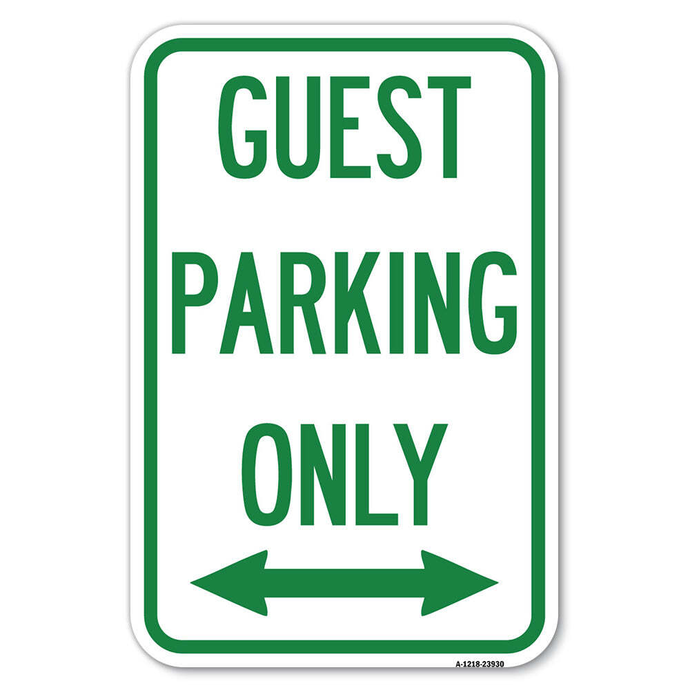 Guest Parking Only (With Bidirectional Arrow) Heavy Gauge Aluminum Parking Sign