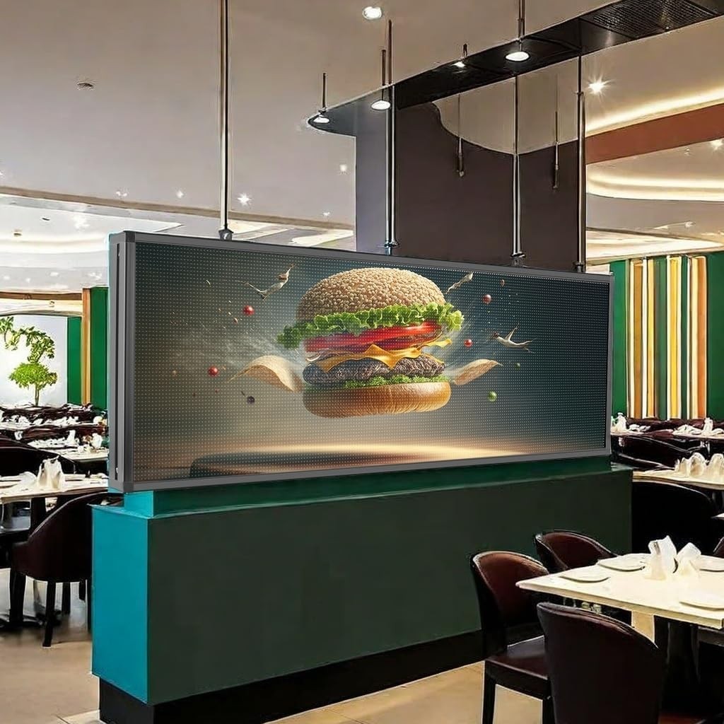 Wxwvngtrd P6 Programmable LED Sign 40x17inch Outdoor, 5000CD Ultra-Bright 160×64