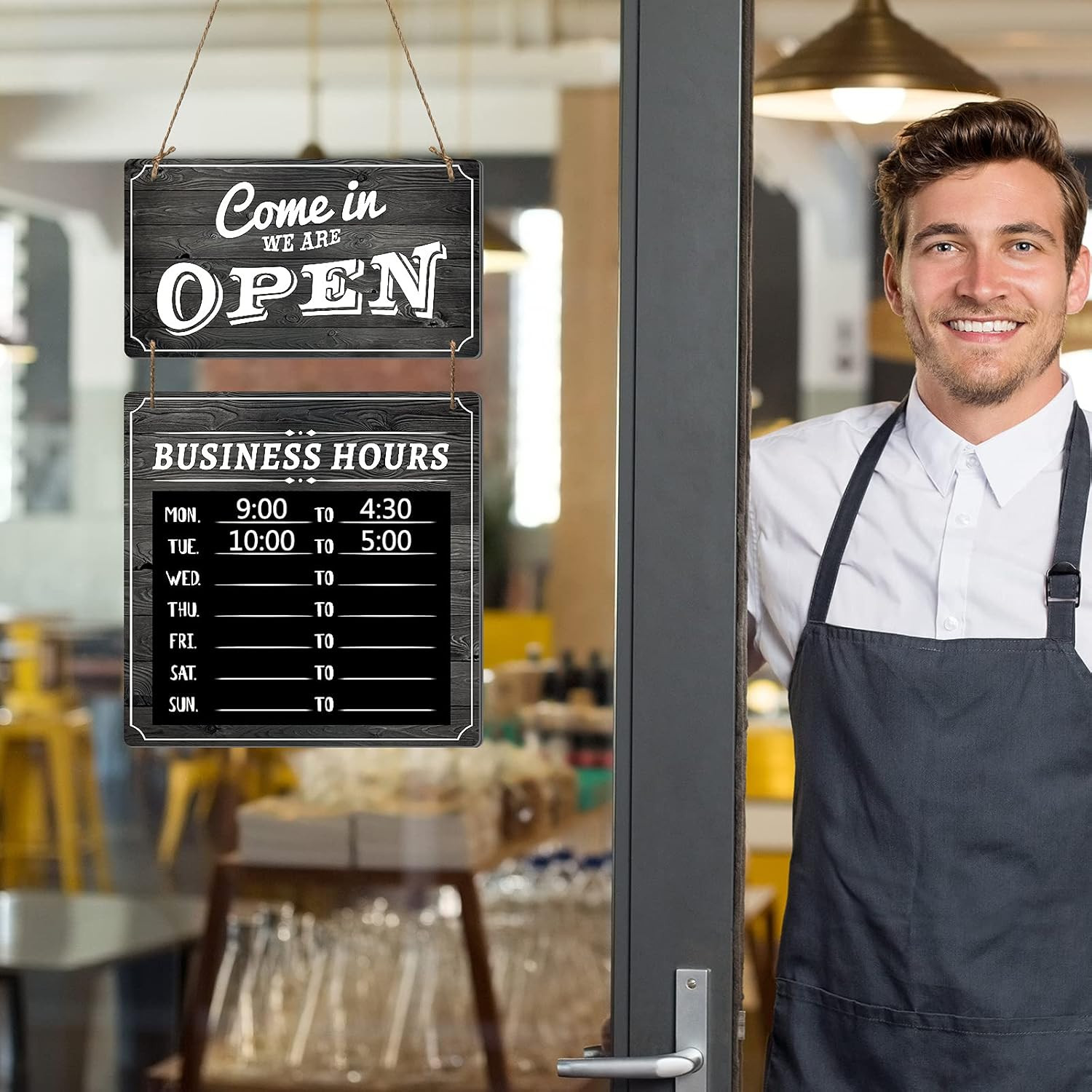 Open Closed Business Hours Sign Flip Changeable Store Time Mark Sign with Time D