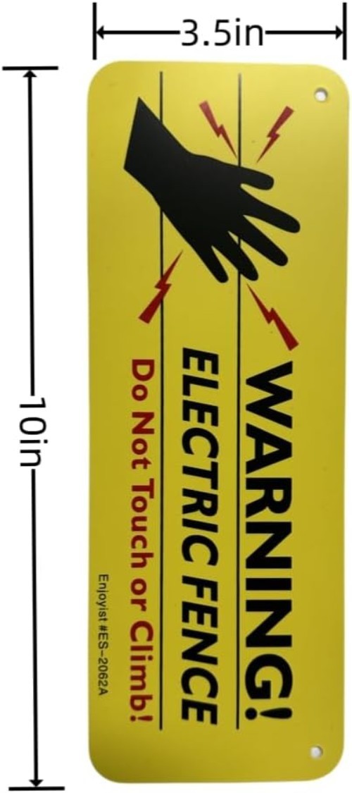 Durable 4-Pack Electric Fence Warning Signs – Easy Installation, 10” x 3.5”