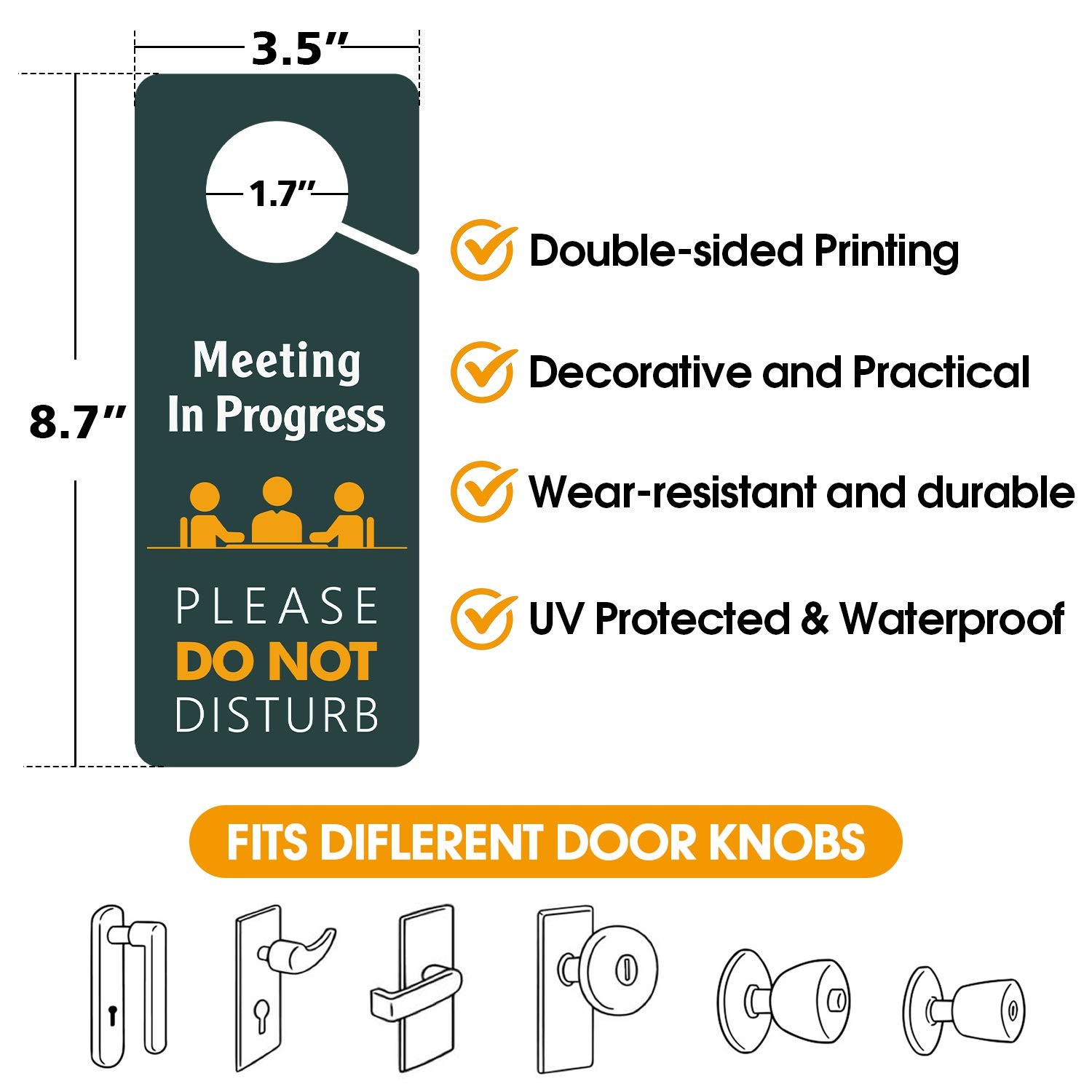 Meeting in Progress, Do Not Disturb Door Hanger Sign, 4 Pack Double Sided 3.5…