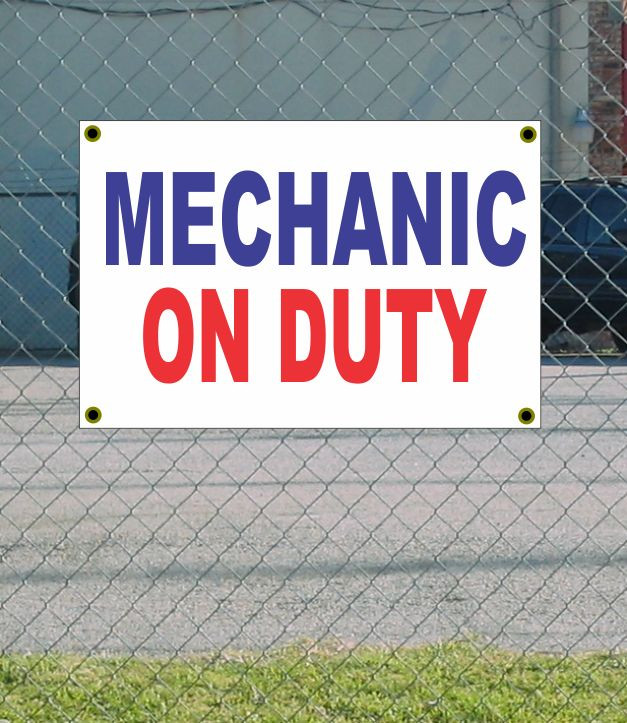2×3 MECHANIC ON DUTY Red White & Blue Banner Sign NEW Discount Size & Price