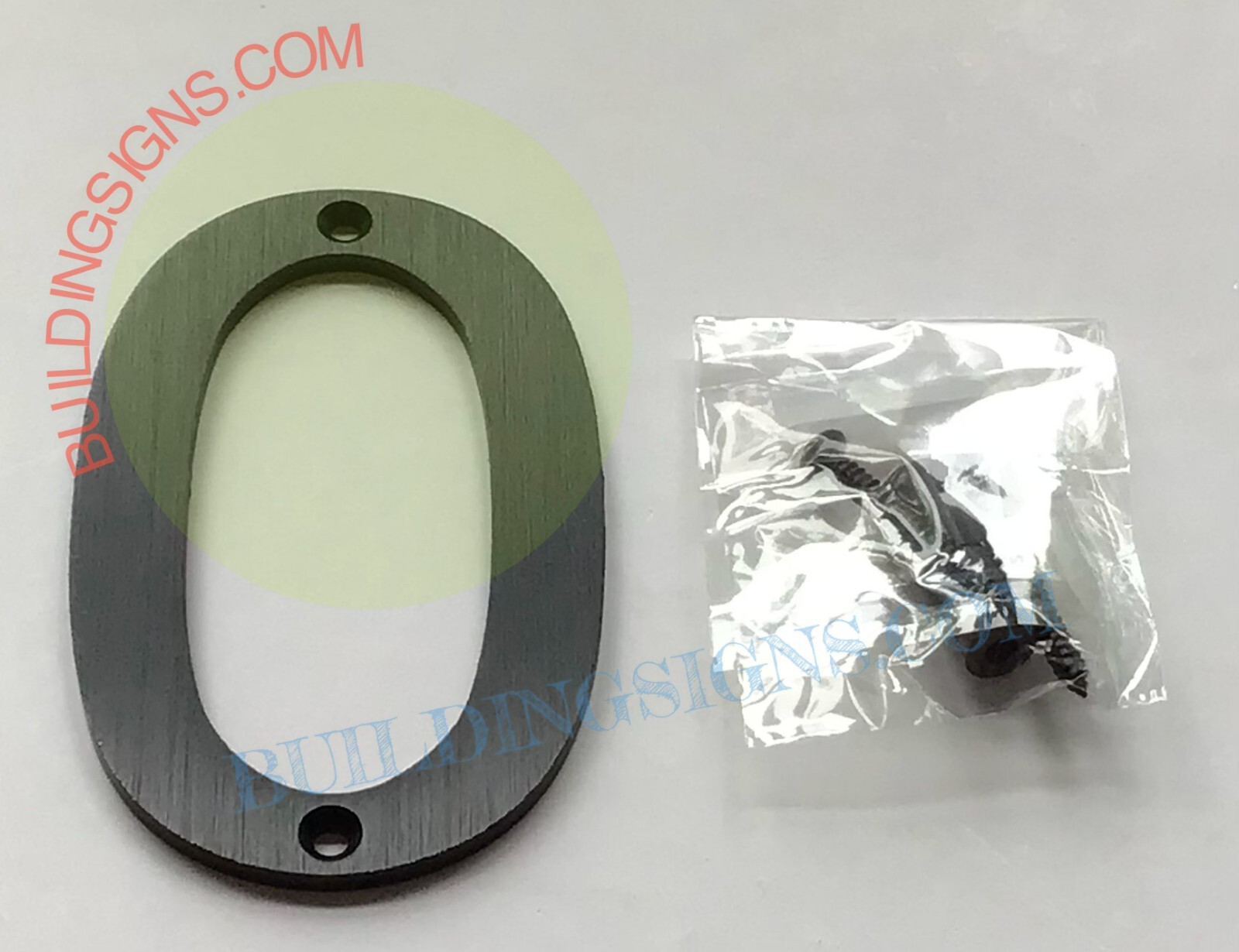Apartment number O Sign (Black Aluminum, 3 inch)-Floating Mount -REF24-1027