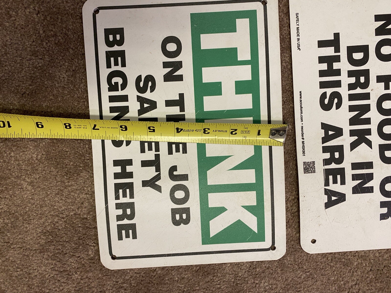 3 Signs Lot Notice No Food Or Drink Think On The Job Safety Keep Area Clean 10×7