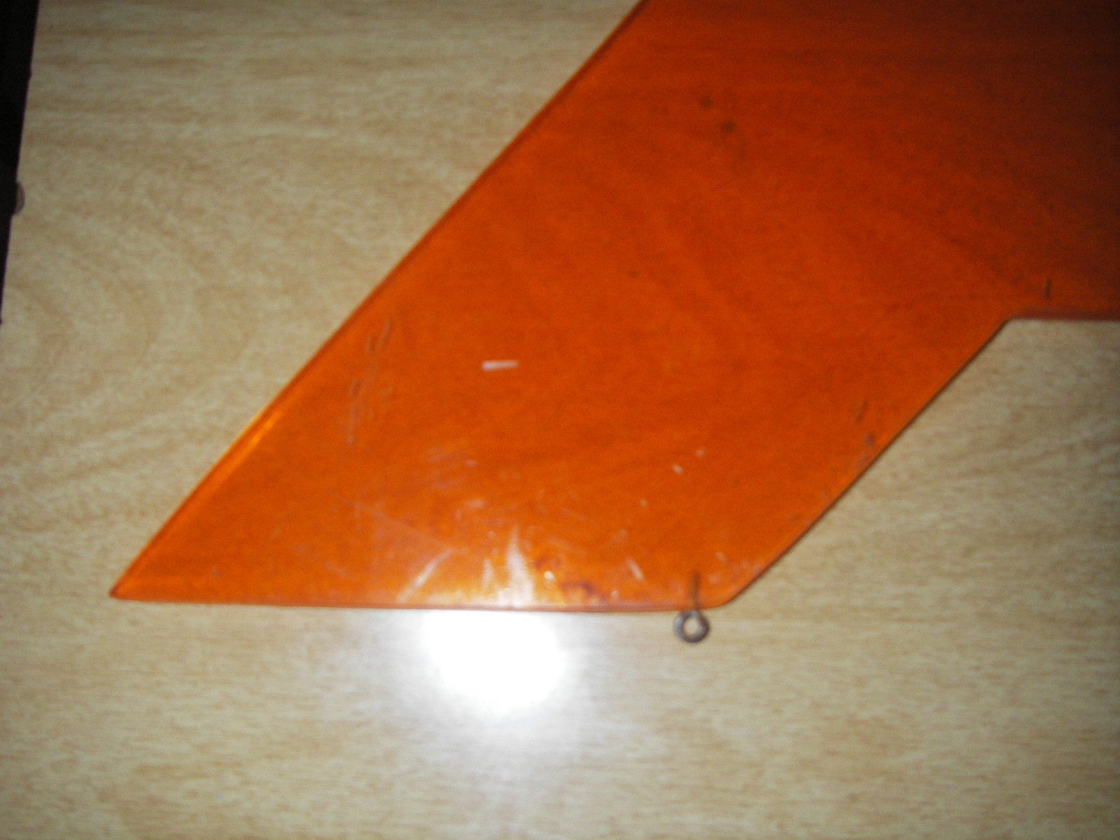 LARGE ACRYLIC ORANGE ARROW HANGING SIGN PREOWNED