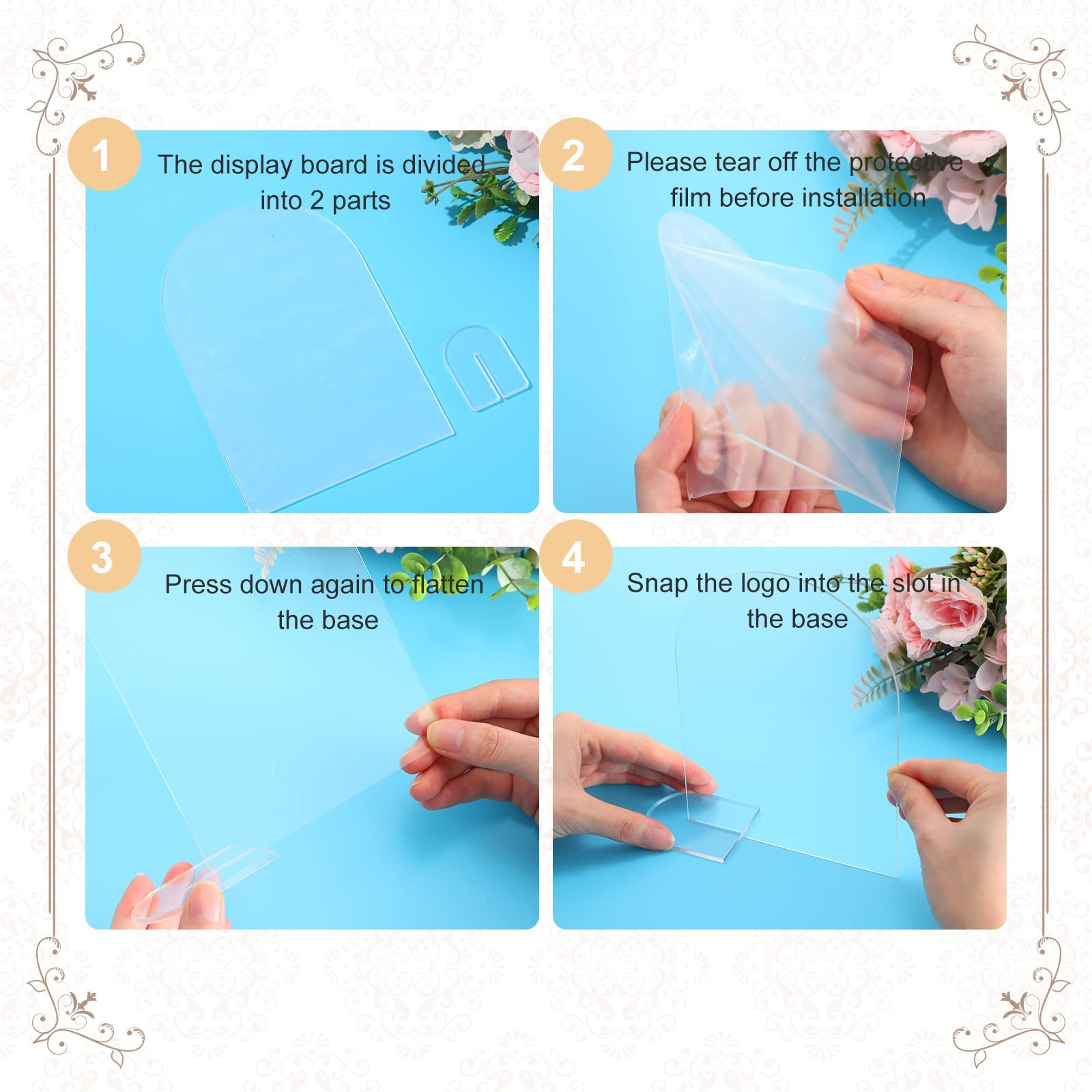 Clear Arch Acrylic Sign Stand Holder Blank Arched Wedding Decor 4×6 In 25 PCS