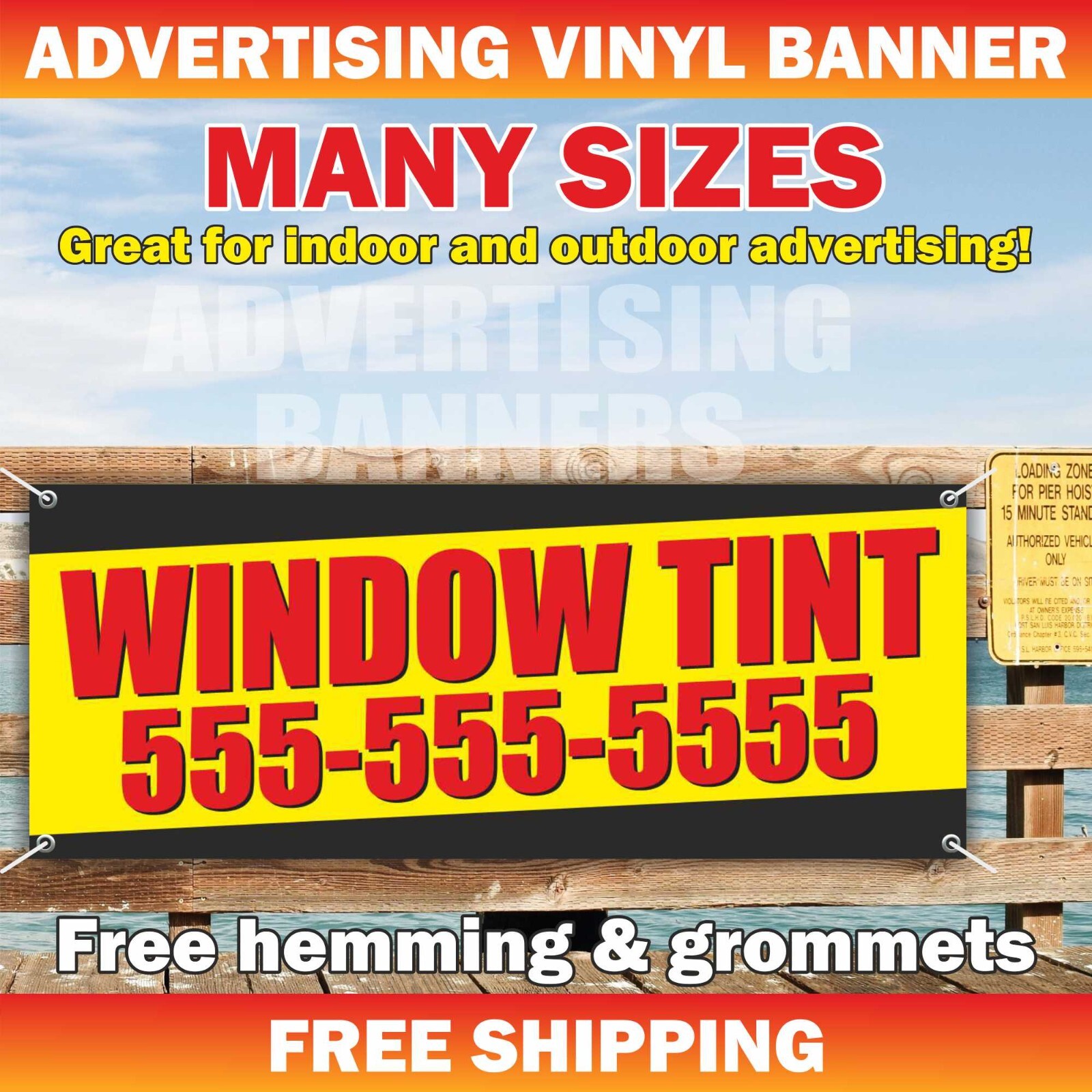 WINDOW TINT Advertising Banner Vinyl Mesh Sign Car Service Repair Mechanic Auto
