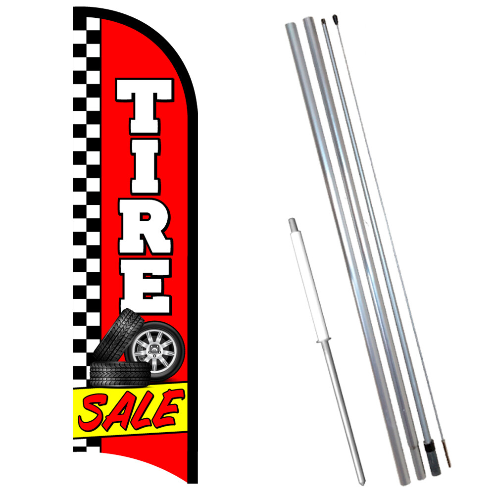 TIRE SALE Premium Windless Feather Flag Bundle (Complete Kit) OR Optional Repla