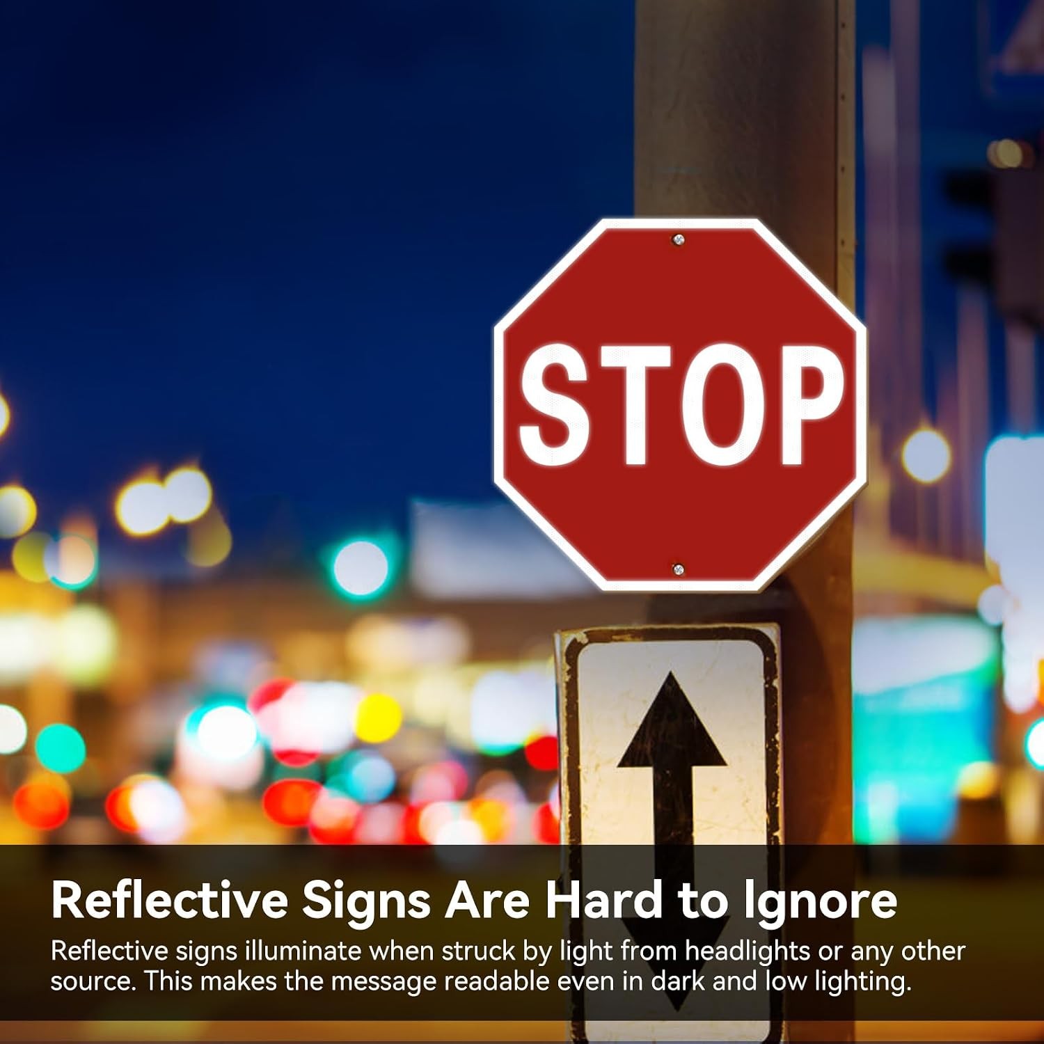 Stop sign, 12 x 12 inch octagonal high strength aluminum reflective panel, water