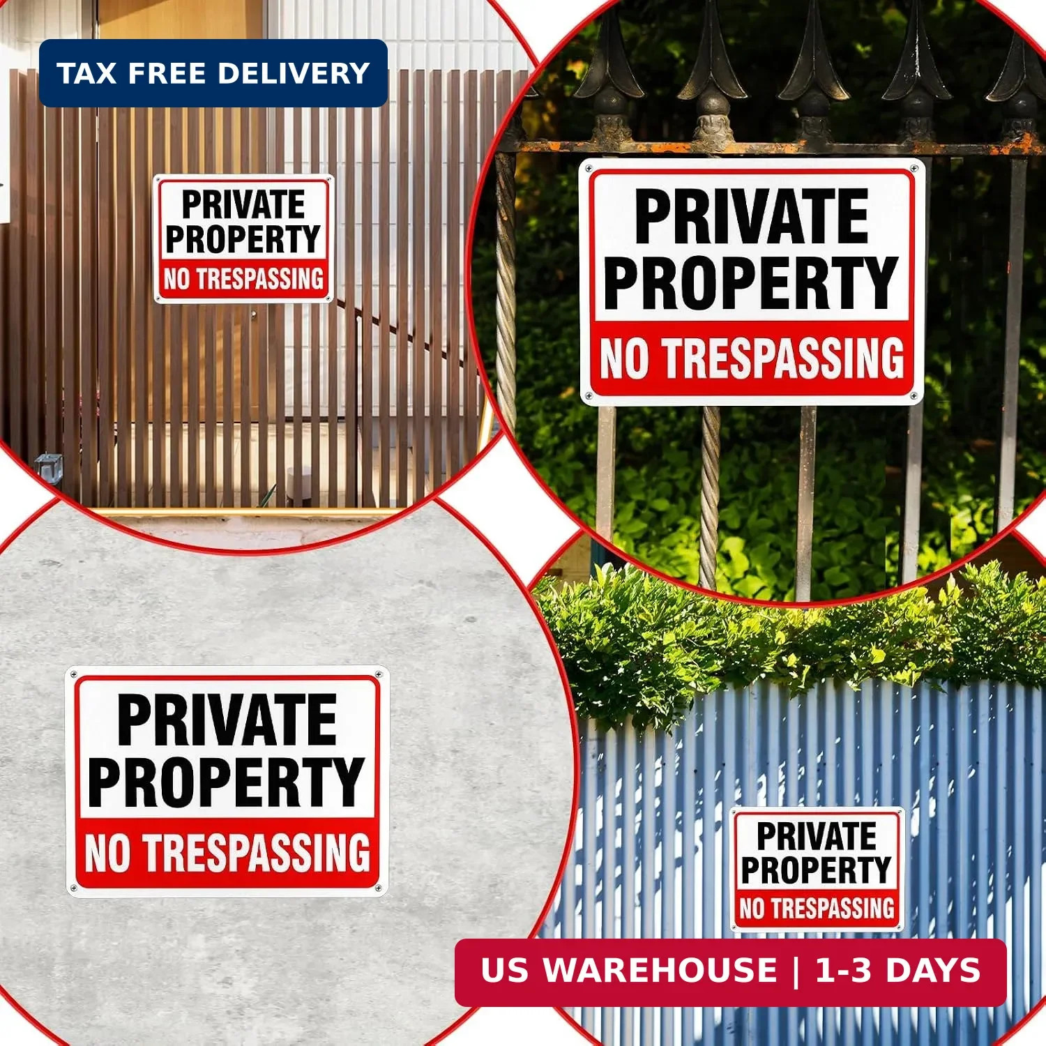 12 Pcs No Trespassing Signs, 10×7 Inch Private Property Reflective Aluminum Weat