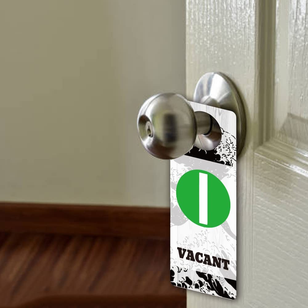 Wave Occupied Vacant Funny Door Hanger Sign, 2 Pack(Double Sided) Please Do N…