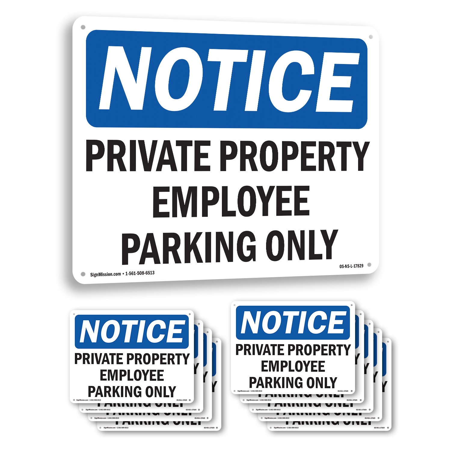 Private Property Employee Parking Only OSHA Notice Sign Or Decal – 5 or 10 Pack