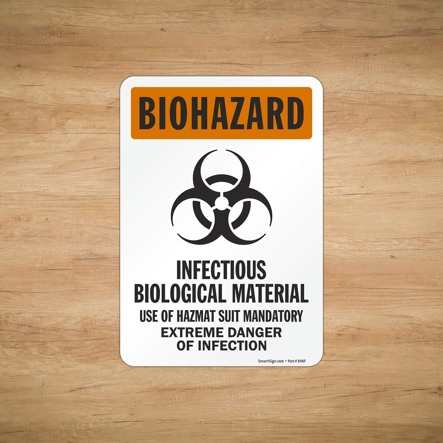 Biohazard Infectious Biological Material Label S6668EU10 7×10 Inch Vinyl