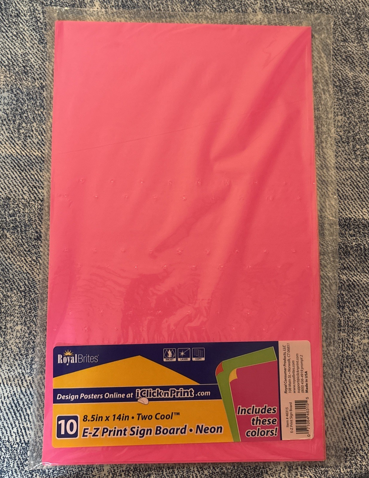 EZ Print Sign Board 2 Cool Neon Assorted Colors, 8.5″x14″, 10/PK