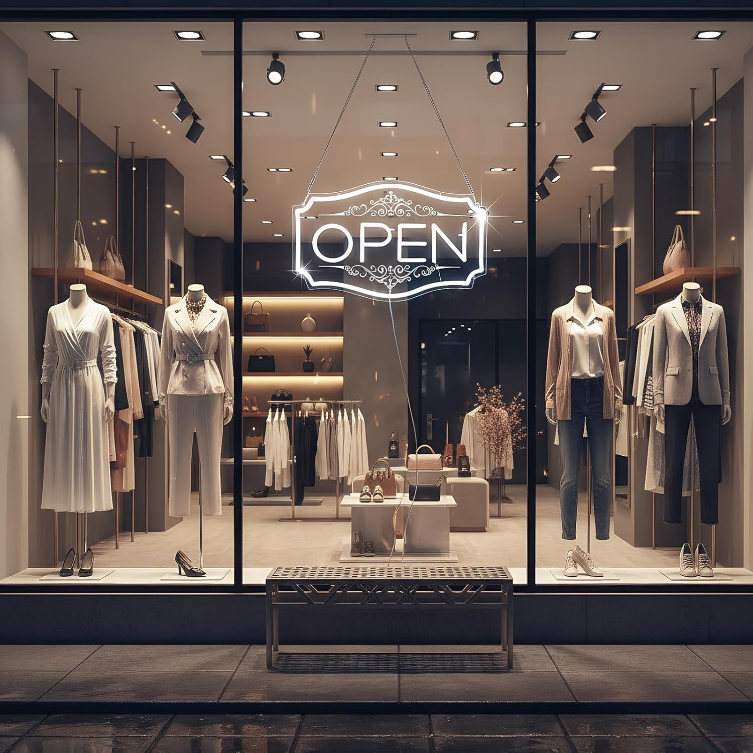 Open Sign for Business, LED Dimmable Neon Open Sign with 12V/2A Adapter, 16.5″ x