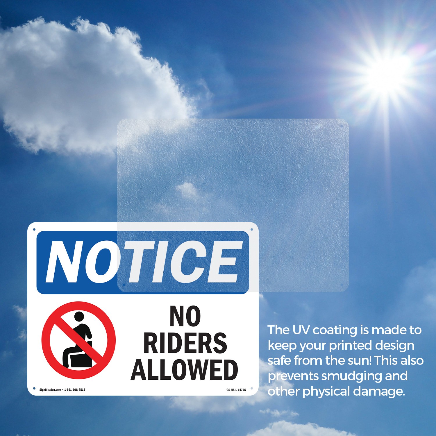 No Riders Allowed OSHA Notice Sign Metal, Plastic, Or Decal – 5 or 10 Pack