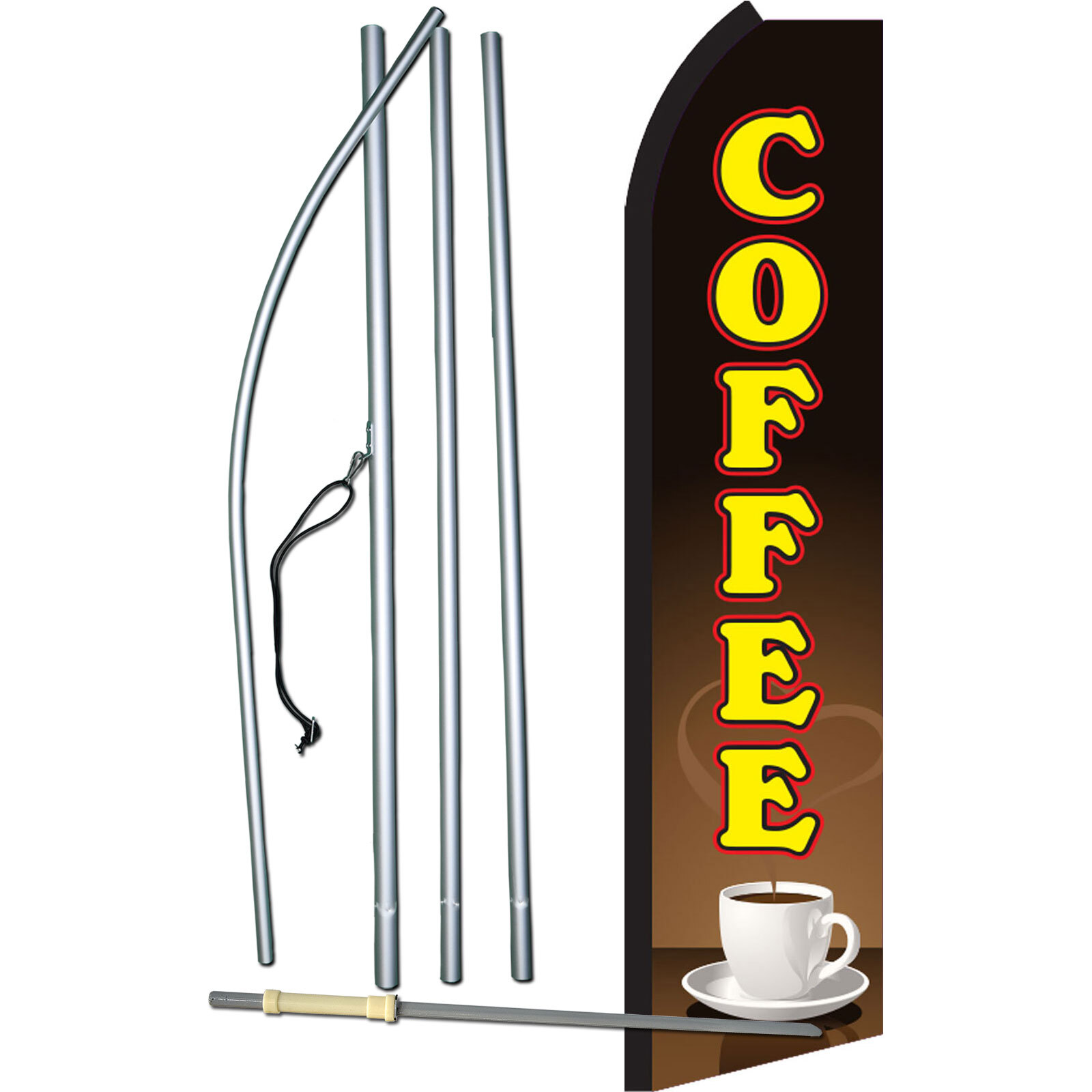 Coffee Brown/Yel Flag with Flag Pole and Spike