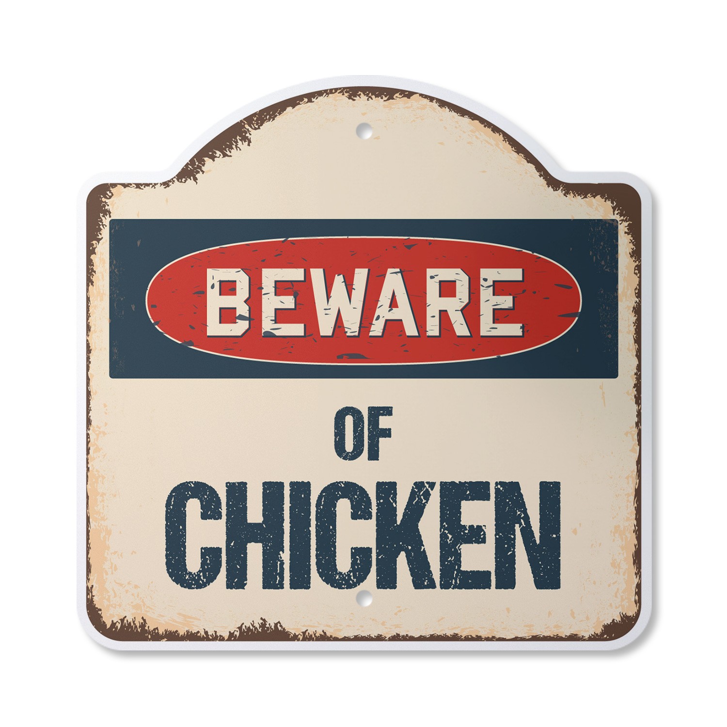 Beware Of Chicken Plastic Novelty Sign Classic Rust Wall Plaque