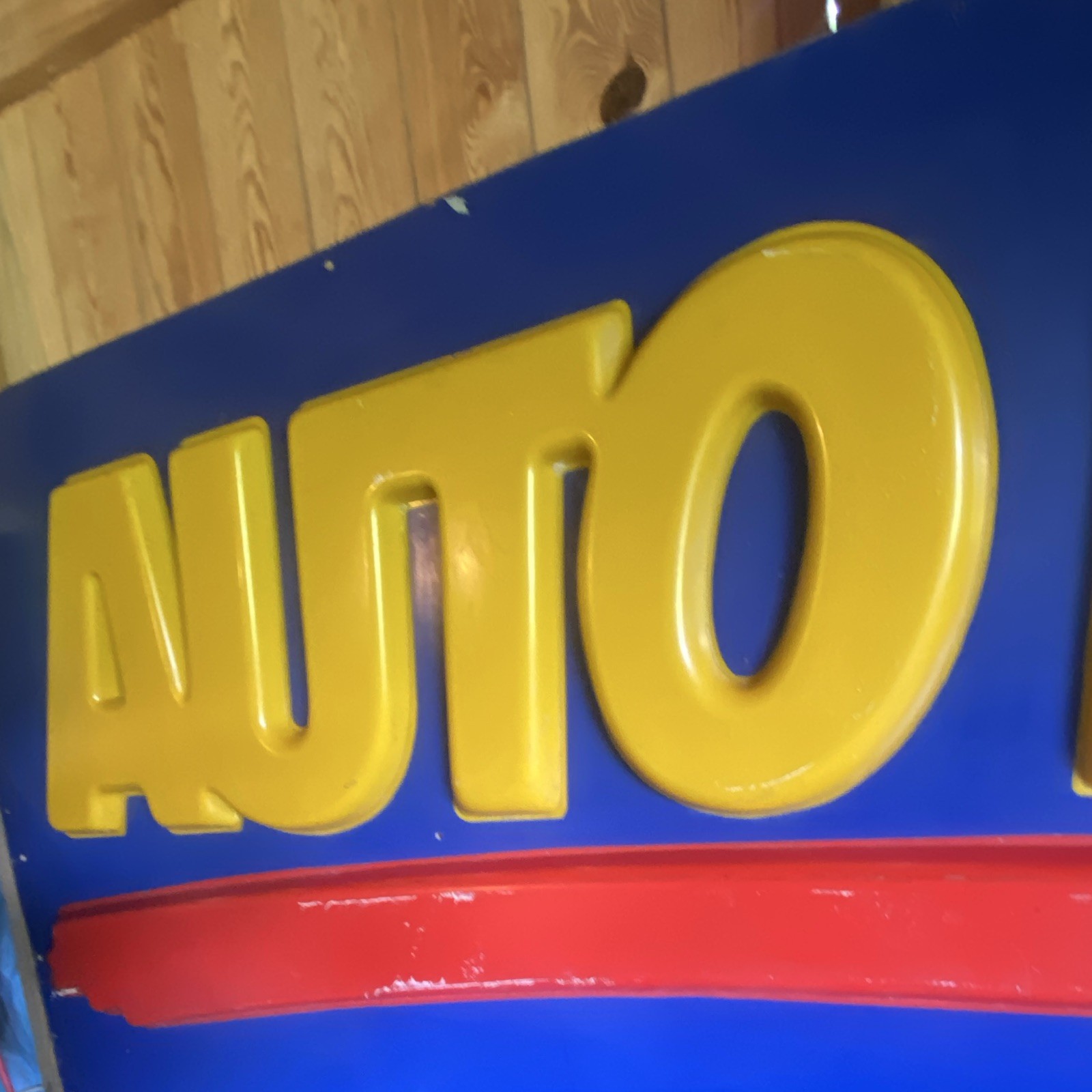 Large AUTO PARTS Exterior Business Sign Blue Yellow Red