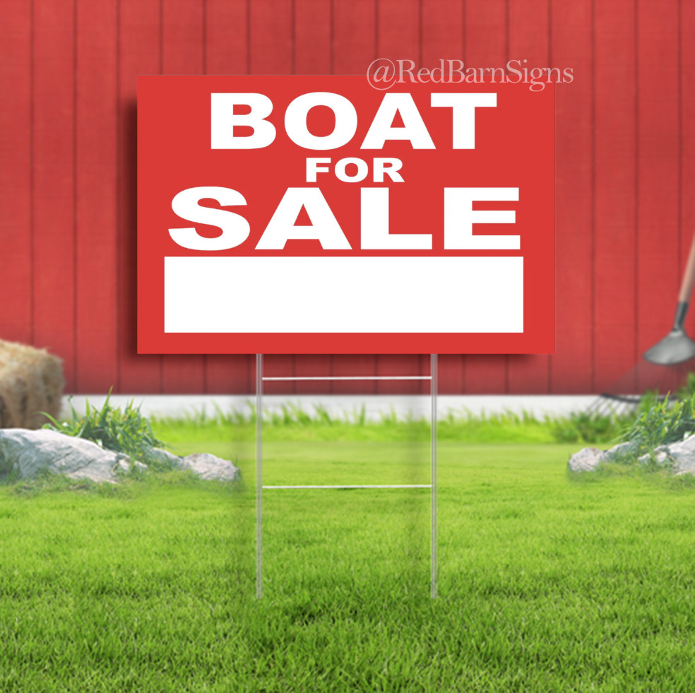 Boat For Sale Indoor Outdoor Yard Sign with metal stakes