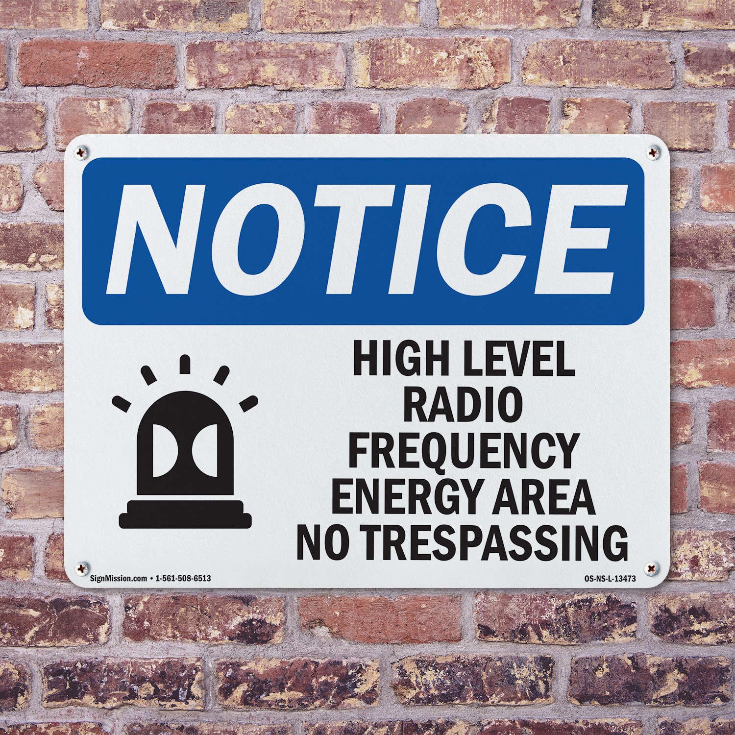 High Level Radio Frequency Energy OSHA Notice Sign Metal, Decal – 5 or 10 Pack