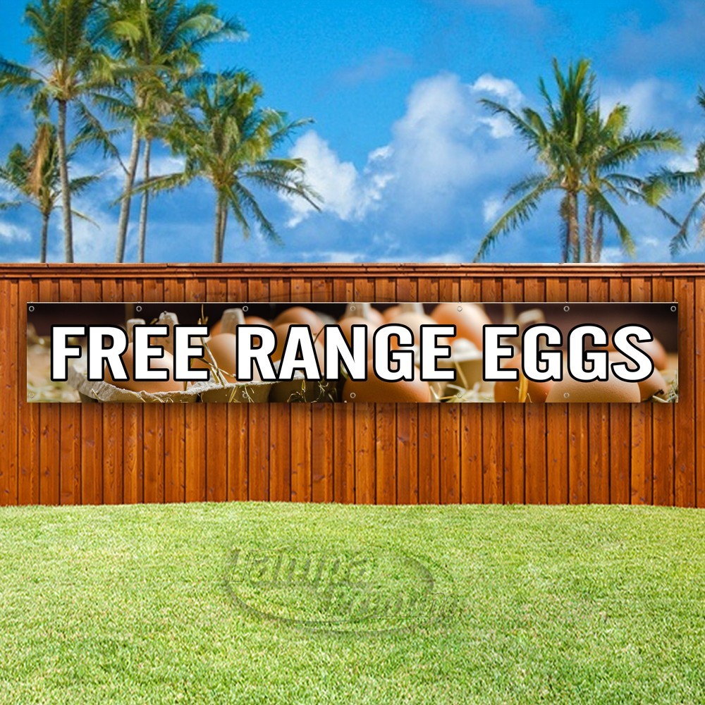 FREE RANGE EGGS Advertising Farm Fresh Food Vinyl Banner Flag Sign USA XL02172