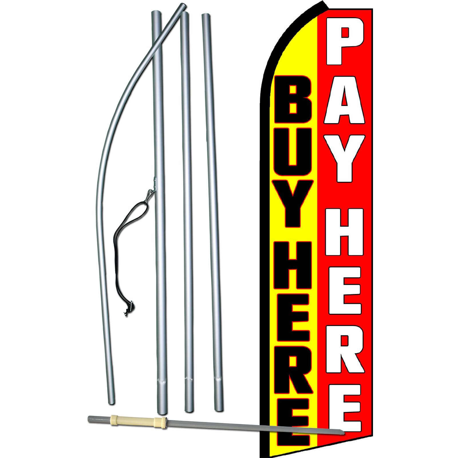 Buy Here Pay Here Flag with Flag Pole and Spike