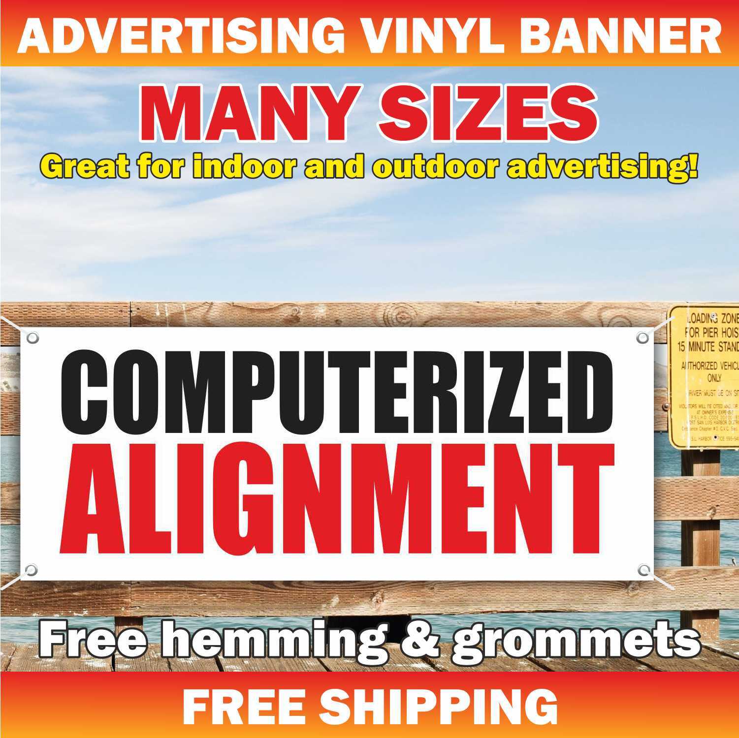 COMPUTERIZED ALIGNMENT Advertising Banner Vinyl Mesh Sign wheel service repair