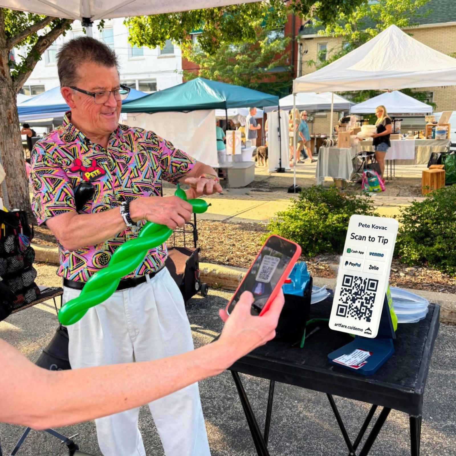 Custom QR Code Payment Sign with Business Card Dispenser – Artfare Slim