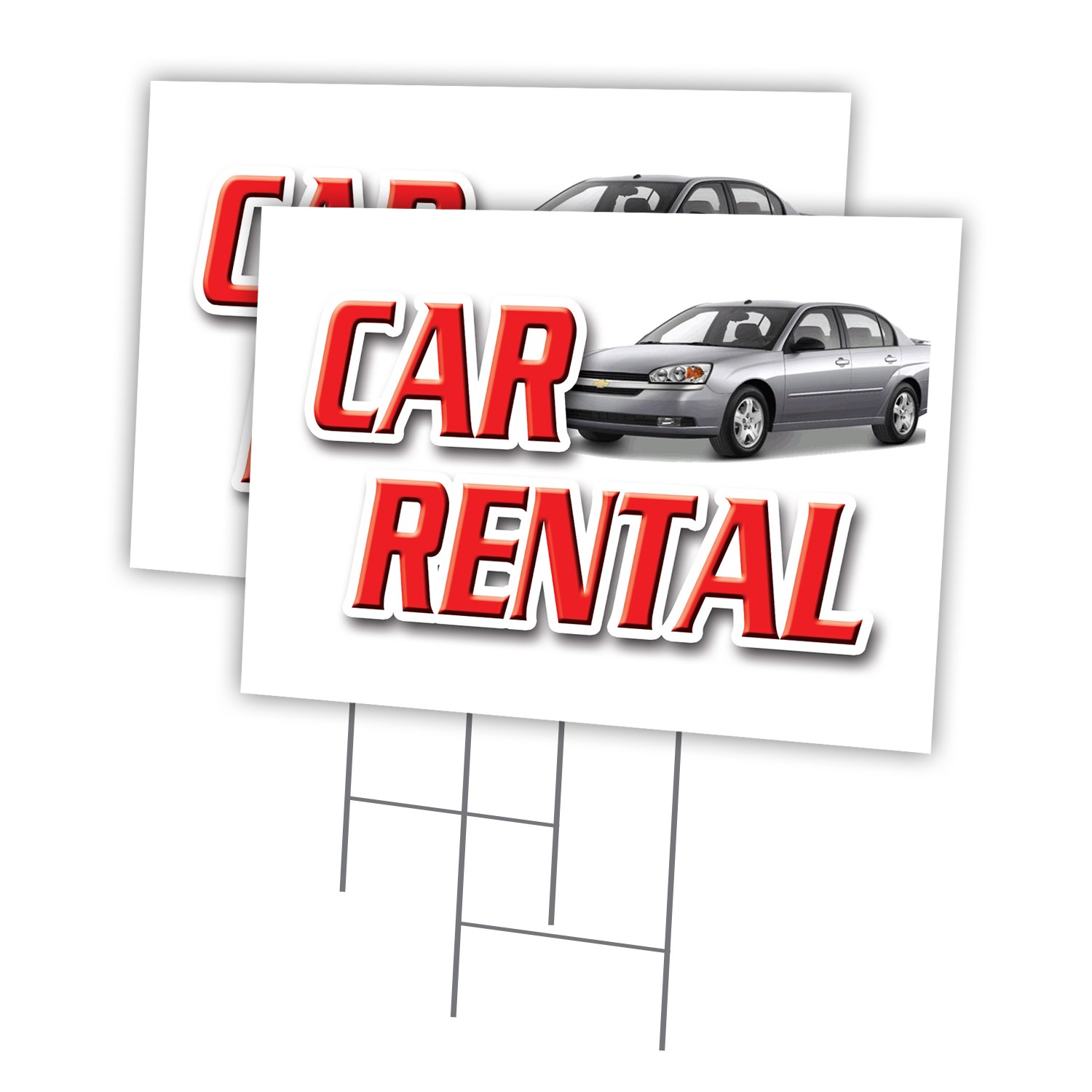 Car Rental Multi-Pack of Yard Signs & Stake outdoor plastic coroplast window