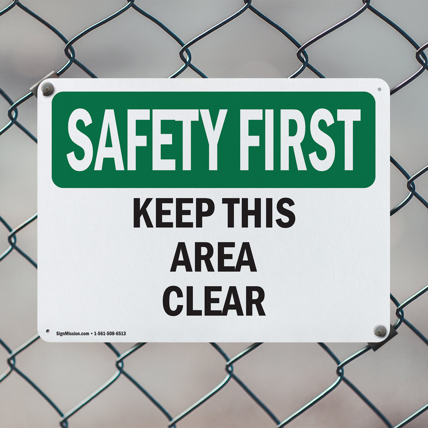 (2 Pack) Keep This Area Clear OSHA Safety First Sign Decal Metal Plastic