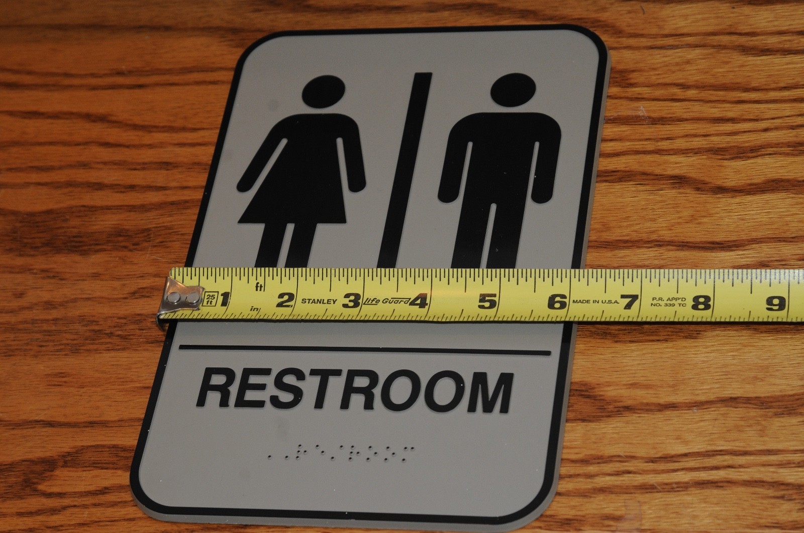 Restroom Sign, Male and Female Brail Acrylic Door Sign with Adhesive Backing.