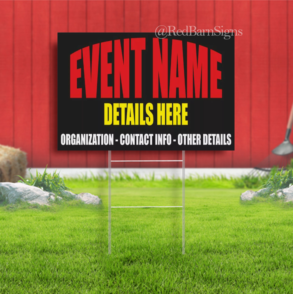 Event Business Name Advertising Yard Sign Custom Details Birthday