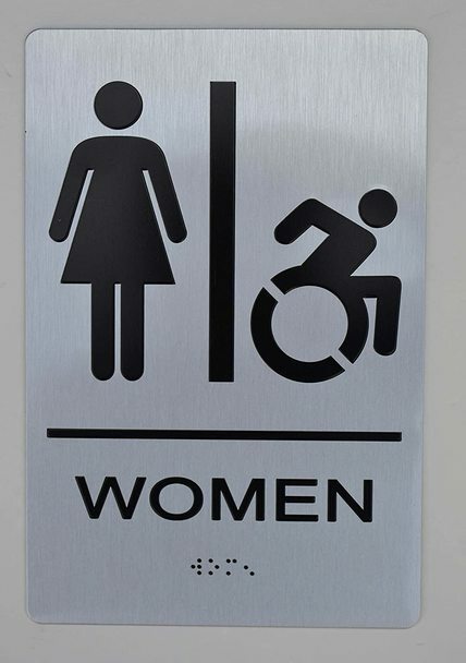 NYC Women Accessible Restroom Sign -(Aluminium, Brush Silve…REF24-1027