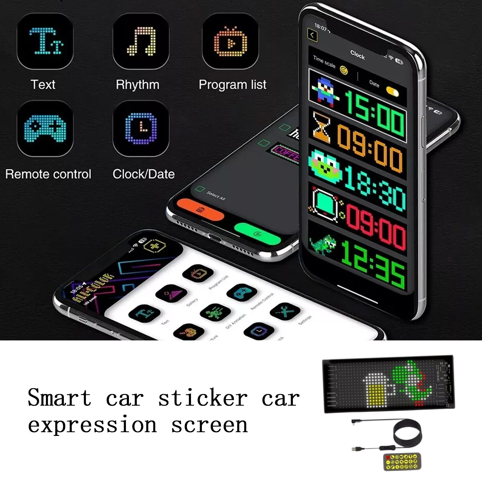 2025 Car LED Sign LED Matrix Pixel Panel DIY Programmable Flexible LED Display